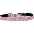 Mirage Pet Products Roses Nylon Dog Collar with Classic Buckle 0.37 in.Pink Size 12 126-020 38LPK12